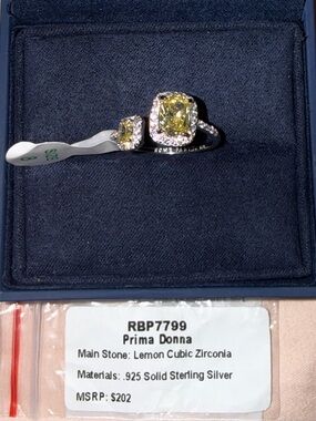 Bomb Party RBP7799 “Prima Donna” Lemon Cubic Zirconia .925 Solid Sterling Silver